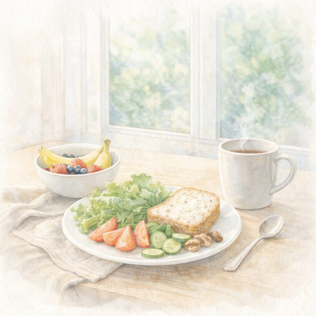 食事や生活習慣を整えながら、日々の体調と向き合う朝の食卓