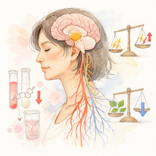 更年期のエストロゲン低下と自律神経バランスの変化を示した図