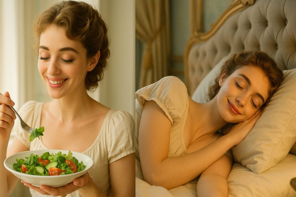 ヴィーガン食と睡眠改善のイメージ｜更年期で眠れない人の食事と睡眠