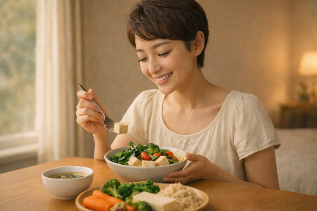 植物性中心のヴィーガン食で体を整える食事イメージ