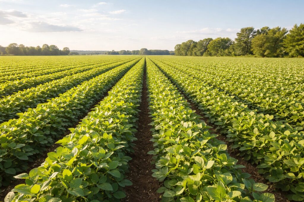 一面の大豆畑のリアルな画像