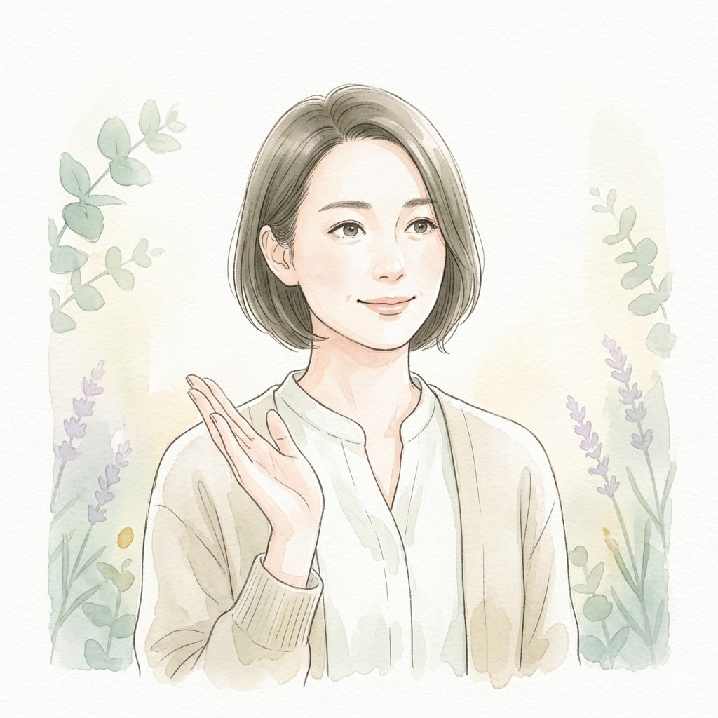 自分には合わないかもしれないと冷静に判断する女性の水彩画