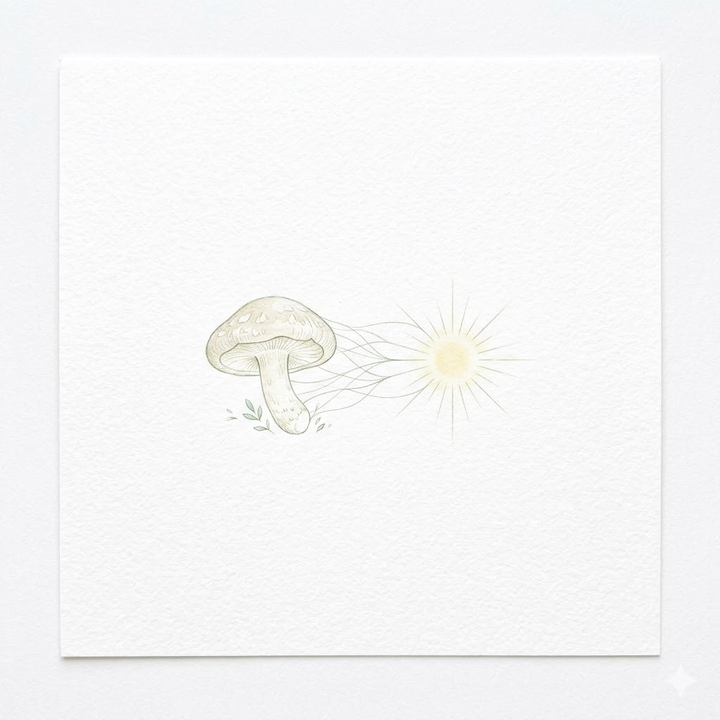 ビタミンDのきのこと太陽のイラスト