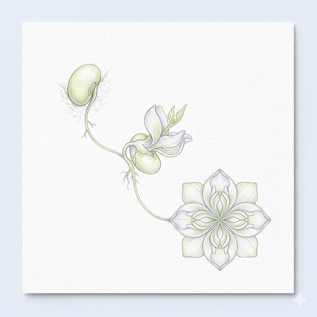 大豆イソフラボンの花への変化を示すイラスト