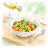 温野菜サラダにオメガ3オイルを後がけする、いちばん定番の使い方イメージ
